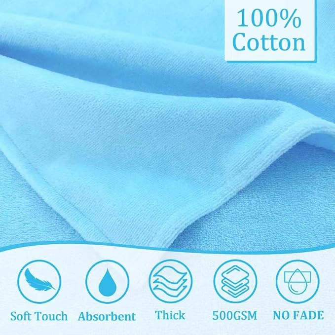 Thick Baby Hooded Bath Towel - 100% Cotton,500GSM, 33x31.5 Inches,0-2Years, Super Absorbent Large Towel with Cute Elephant Ears Hood for Newborn,Toddler,infant,Baby Essentials,Light Blue Blue