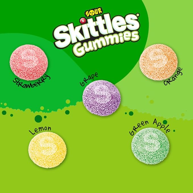 SKITTLES GUMMIES Sour Gummy Candy, Share Size Tart Sour Candy, 3 Oz Candy Bags, 45 Oz (Pack of 15)