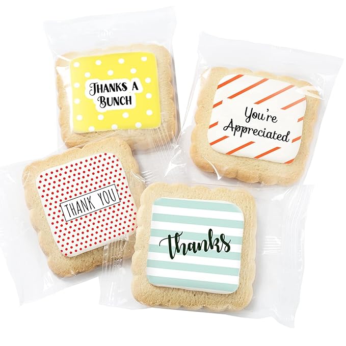 Thank You Gift Basket Cookies for Men Women Employees Teacher Nurse Co workers | Individually Wrapped | 4 Pack | Appreciation Box
