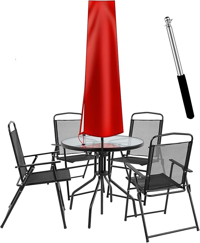 OKPOW Umbrella Covers for Outdoor Umbrellas - Small Patio Umbrella Cover for 6 ft to 9 ft Outdoor Table Umbrella - Waterproof Windproof Anti-UV Garden Parasol Covers, Red