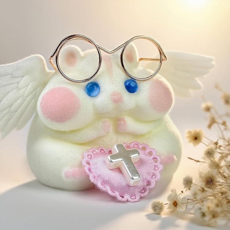 Handmade Taba Squishy Hamster Toy, Cute Squishy Hamster Fidget Toy, Realistic Hamster Toy, Soft Silicone Mochi Furry Toy, Stress Relief Gift for Adults & Kids,Halloween Decor(White-Angel)