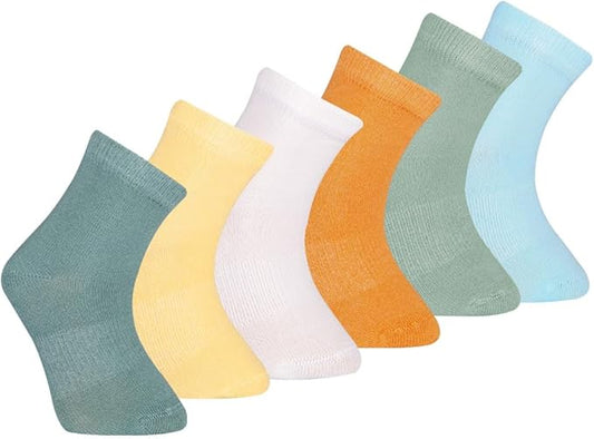 Luna Seamless-Toe Viscose from Bamboo Crew Socks - Soft Eco-Friendly 6-Pack Baby & Toddler Socks