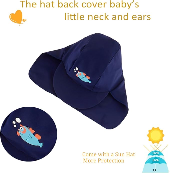 UMELOK Baby Boys UPF 50+ Sun Protection One Piece Rashguard Swimsuit with Snap Bottom