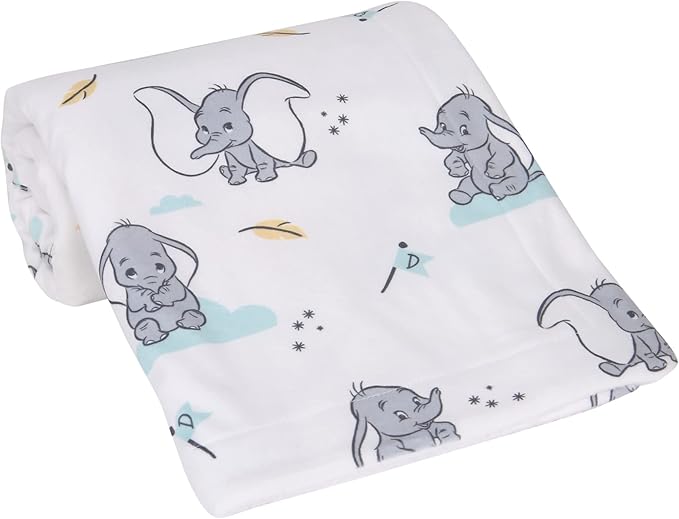 Lambs & Ivy Dumbo Baby Blanket - White, Animals, Disney, Elephant
