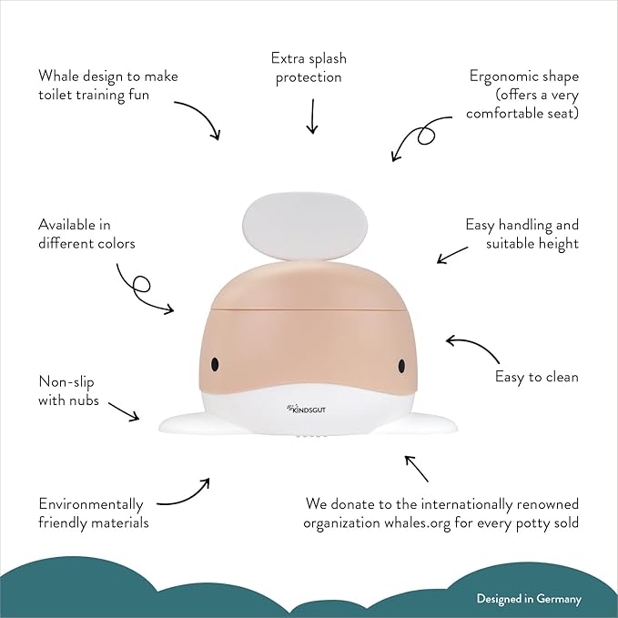 Kindsgut Potty Training Toilet in Whale Design, Designed in Germany, Potty Training in a Beautiful Design, Peach