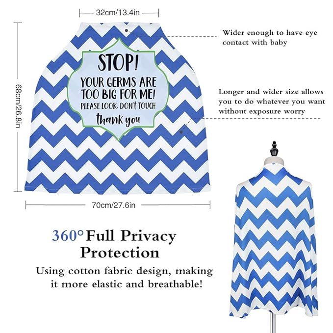 Metplus Stretchy Infant Car Seat Canopy, Metplus Baby Carseat Cover, Soft Nursing Breastfeeding Cover, Multi Use Newborn Carrier/Stroller/Shopping Cart, Boy Girl Shower Gift - No Touch Sign