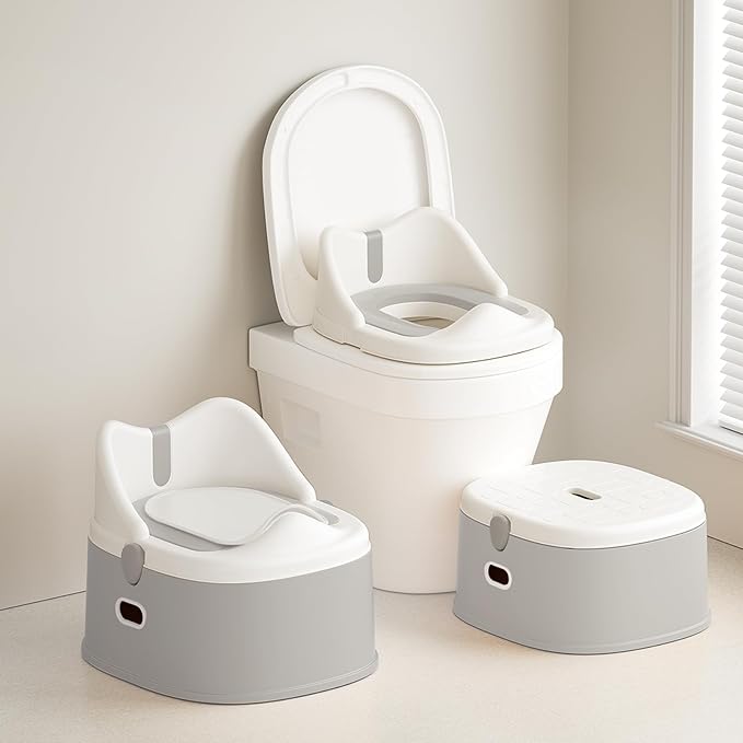 3-in-1 Toddler Potty Training Toilet for Boys and Girls with Soft Cushion Multi-use Baby Potty Chair for Toddlers 1-3 Training Potty Seat Toddler Toilet Baby Potty Training Seat with Step Stool