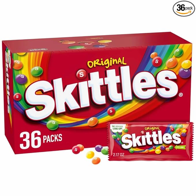 SKITTLES Candy, Original 2.17-Ounce, 36 Packs of Individually Wrapped Candy Bulk Box