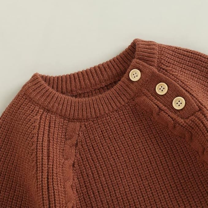 FYBITBO Baby Girl Boy Sweater Knit Oversized Pullover Sweatshirt Romper Onesie Warm Fall Winter Clothes Outfit Newborn