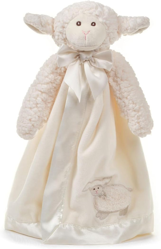 Bearington Baby Lamby Snuggler - 15 Inch White Lamb Plush Stuffed Animal Security Blanket Lovey for Babies, Baptism Gifts for Boys and Girls - Baptism Lamb Stuffed Animal