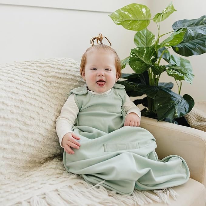 Woolino 4 Season Sleep Sack - Ultimate Merino Wool Sleeping Bag - Two-Way Zipper Adjustable Universal Size Sleep Sack for Baby (2-24 Months) - Aloe