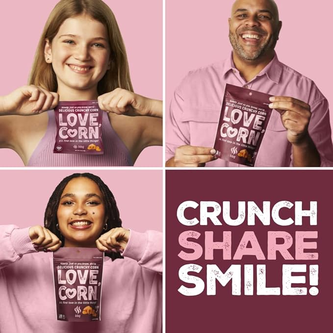 LOVE CORN BBQ 0.7oz x 20 Bags - Delicious Crunchy Corn - Healthy Family Snacks - Gluten Free, Kosher, NON-GMO - Alternative for Chips, Nuts, Crackers & Pretzels - Perfect for Charcuterie Boards