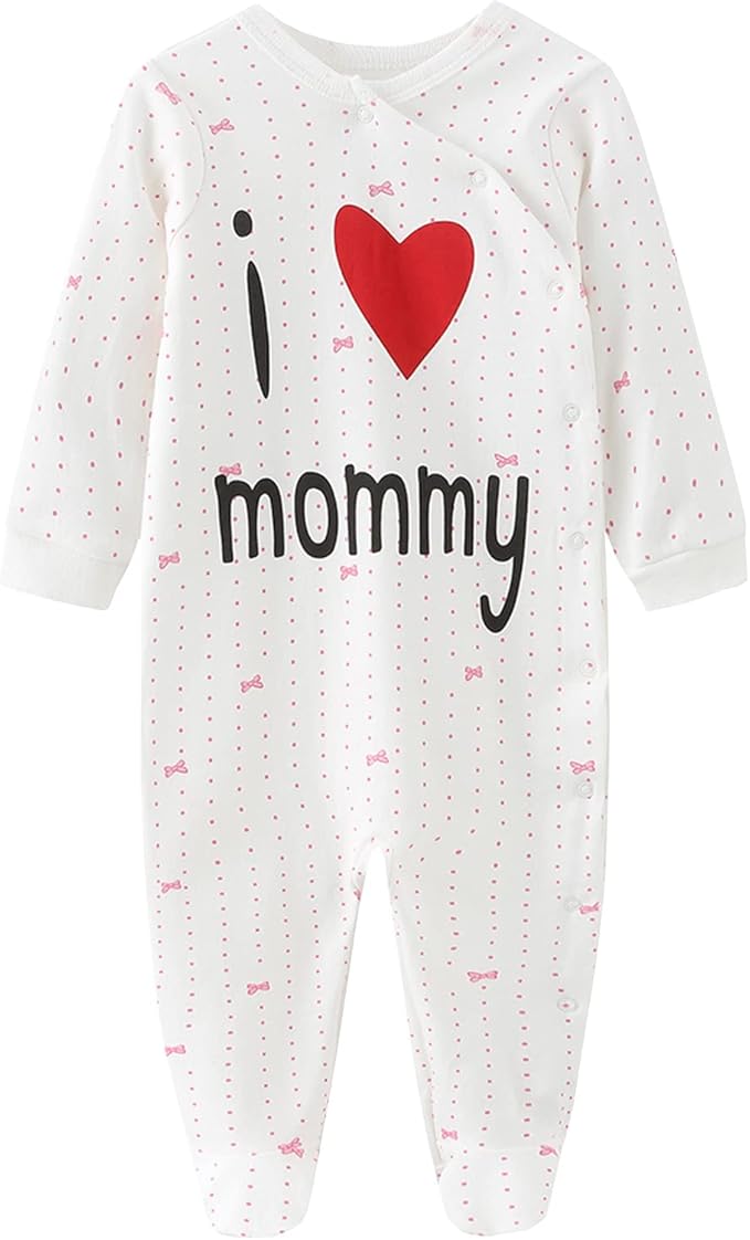 Baby Boys Girls Footies One-Piece Romper Long-Sleeve Jumsuit Cotton Newborn Clothes Set 4-Pack, Baby Pajamas