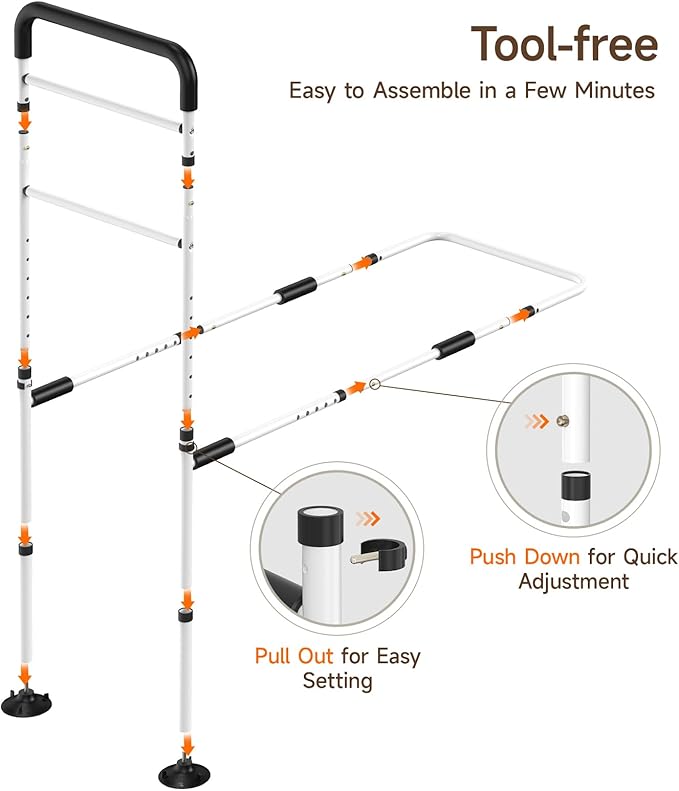 WAYES Bed Rails for Elderly Adults - Bed Safety Handle, Adjustable Height, Fits King, Queen, Full, Twin Bed