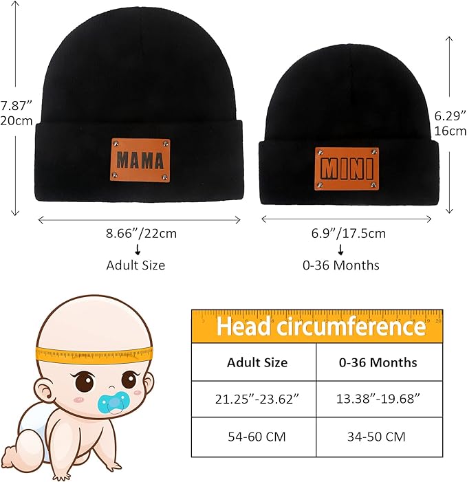 Parent-Child Beanie Hat,Mother & Baby Daughter/Son Winter Warm Knit Hat,Kids Soft Beanie Cap