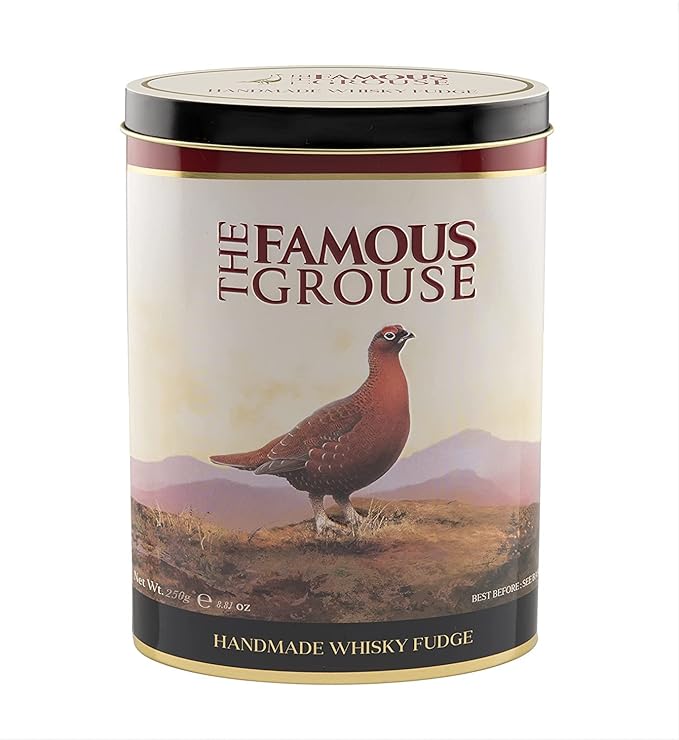 Gardiners of Scotland Handmade Fudge 250g Tin, The Famous Grouse Blended Scotch Whisky Fudge