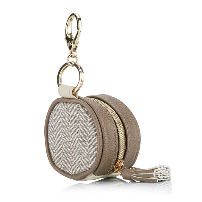 Itzy Ritzy Pacifier Holder Case with Clip - Pacifier Case Includes Clasp to Easily Attach to a Diaper Bag or Purse, Measures 2.5" in Diameter and Holds 2 Pacifiers (Vanilla Latte)