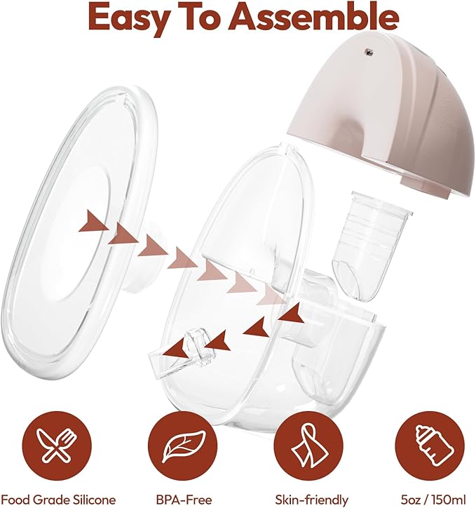 NCVI Hands Free Breast Pump, Wearable Breastfeeding Pump, Portable Rechargeable Milk Pump with LED Display, Low Noise & Discreet