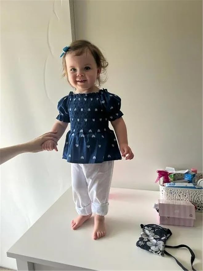 3PCS Baby Girl Clothes Ruffle Floral Shirt Tops Pants Headband Outfit Sets