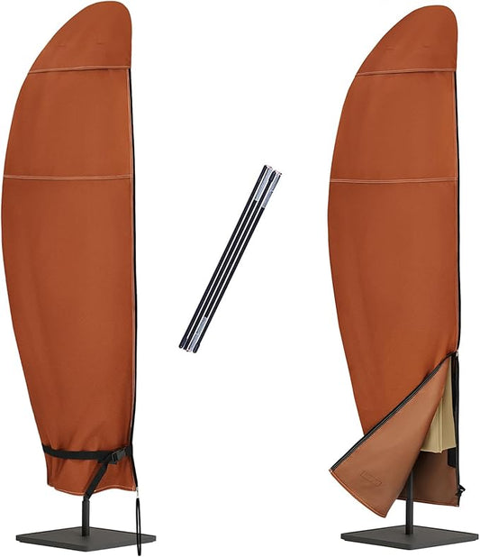 NettyPro Patio Umbrella Cover Outdoor Waterproof Cantilever Offset Parasol Banana Umbrella Cover Fits 10ft to11ft, Brown