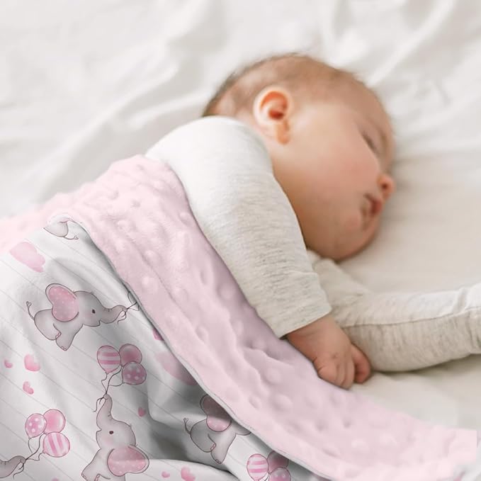 SANDJEST Elephant Kid Blanket for Girl - 30 x 40 Minky Throw Blankets for Girls - Gift for Kids on Birthday