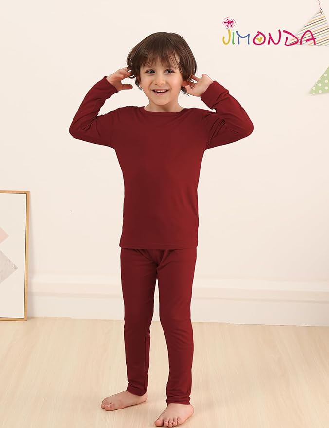 Jimonda Toddler Kids Girls Boys Pajamas Sets Soft Comfy Jammies Tencel Solid Raglan Sleepwear Pajamas Pjs 2pcs Set 18M-8Y