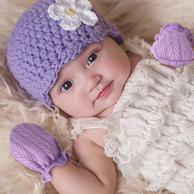 Newborn Receiving Blanket with Bow Hat Mittens Wooden Card Set Wheat-Pattern Newborns Toddler Baby Boy Girl Nursery Swaddle Wrap