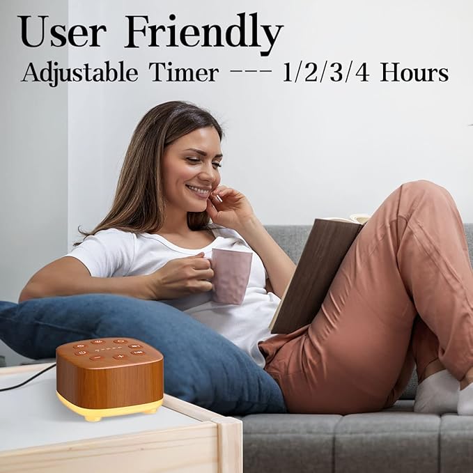 Meditation White Noise Machine Sound Machine 30 Soothing Sounds 12 Night Light 5 Auto-Off Timer Portable Sleep Machine for Travel Powered by AC or USB Sleep Therapy for Baby Kids Adults (Wood Grain)