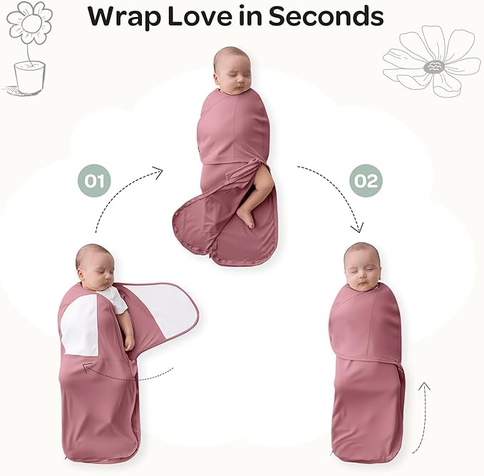 Momcozy Swaddles for Newborns, Quiet Fastner Suitable for Infant 0-3 Months, New-Parent-Friendly Swaddle Sack, Reduce Startle Reflex, Newborn Boys Girls Registry Essentials, 2-Pack, Bloom