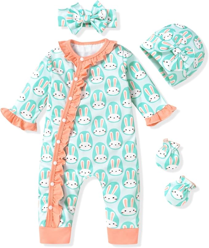 Aalizzwell Baby Girls Romper Outfit Fall Winter Clothes with Accessories