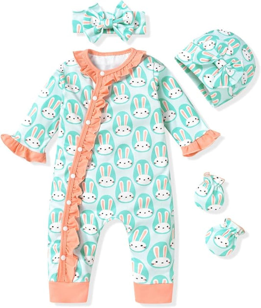 Aalizzwell Baby Girls Romper Outfit Fall Winter Clothes with Accessories