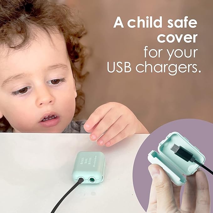 Geddy´s Mom Watch Your Mouth - The Award-Winning Child Safety USB Cover Cap Baby Proof Cord Protector| BPA & Phthalate-Free Charger Protector | Electrical Safety Baby Products - 6 Pack (White)