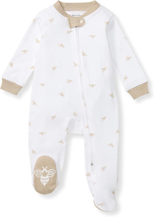Burt's Bees Baby Baby Girls Pajamas, Zip Front Non-Slip Footed Sleeper Pjs, 100% Organic Cotton