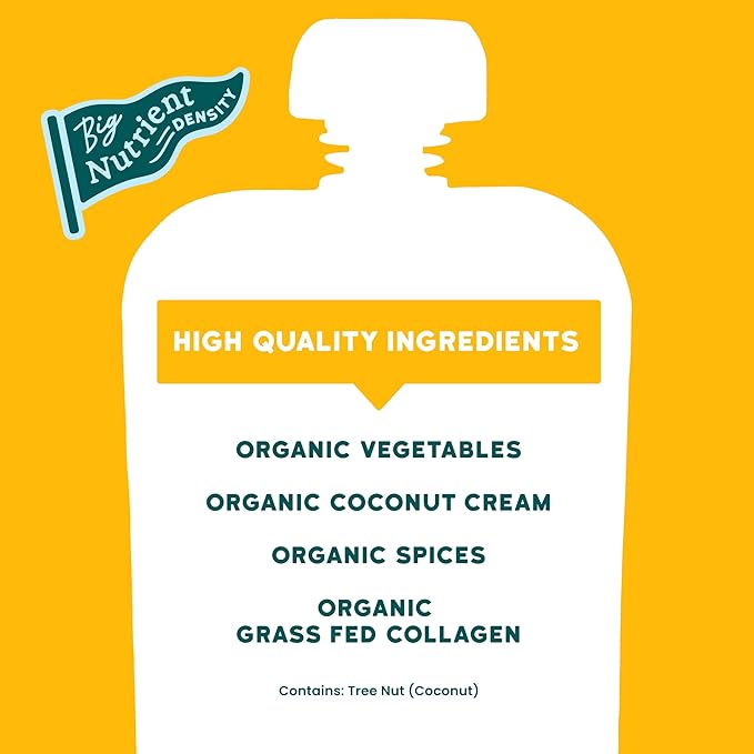 Serenity Kids 6+ Months Dairy-Free Organic Baby Food Smoothie Pouch - BPA-Free & Grass-Fed Collagen Protein Smoothie - 3.5 Oz, 12 Pack