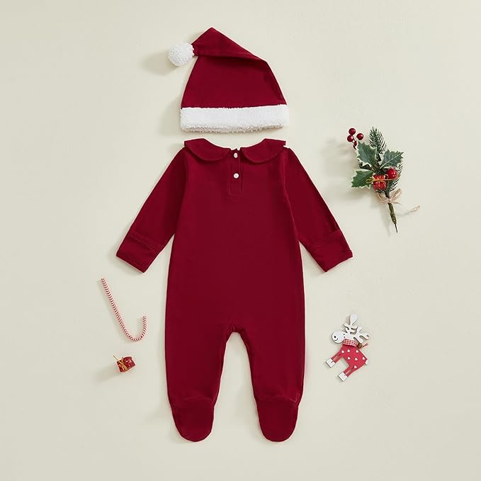 woshilaocai Baby Fall Outfit Boy Girl Plaid Embroidered Collar Romper Footie Infant Halloween Clothes