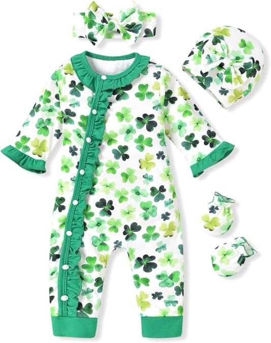 Aalizzwell Baby Girls Romper Outfit Fall Winter Clothes with Accessories