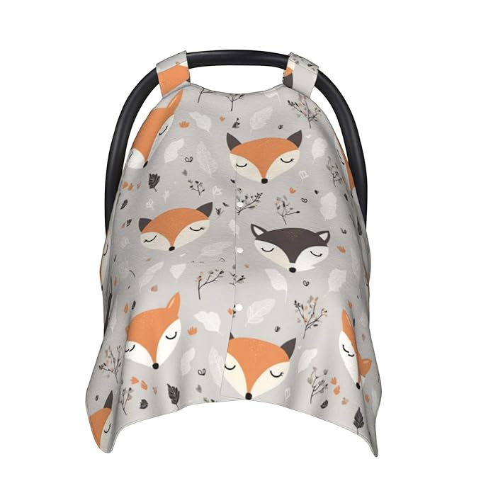 KiuLoam Fox Head Baby Car Seat Canopy, Nursing Cover for Mom Breastfeeding Scarf, Infant Car Seat Cover/Multiuse Baby Stroller Covers for Babies Boys Girls