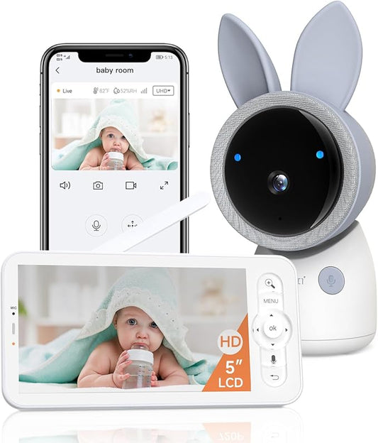 ARENTI Upgraded Baby Monitor, 4MP 2.4G&5G WiFi Baby Camera Monitor, Infrared Night Vision, Night Light, 2-Way Audio, Cry&Motion Detection, Temp&Humidity Sensor, App Control