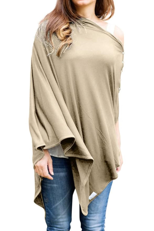 Byrd & Blume Maternity Nursing Cover Breathable Lightweight Breastfeeding Cover Wrap Shawl Scarf Poncho Full 360 (Latte, One size)