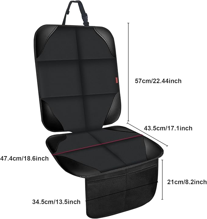 Car Seat Protector for Child,2 Pack Car Seat Cushion,Waterproof Fabric Car Seat Covers for Non-Slip Backing Mesh Pockets for Baby,Pet,SUV, Sedan and Trunk(Black)