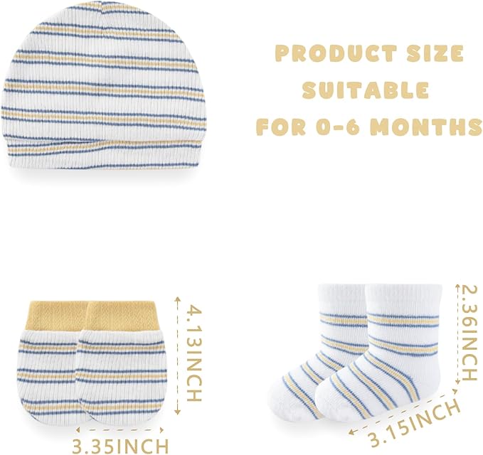 Baby Girls Boys Hats Mittens and Socks Set Cotton Infant Caps Newborn Soft Gloves 0-6 Months