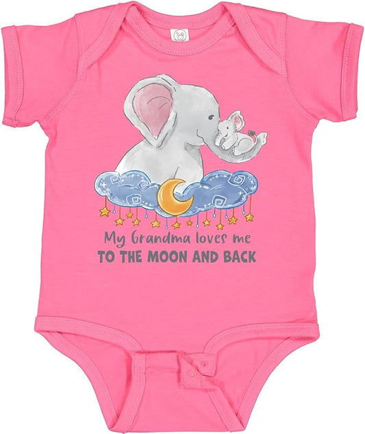inktastic My Grandma Loves Me To the Moon and Back Elephant Family Baby Bodysuit