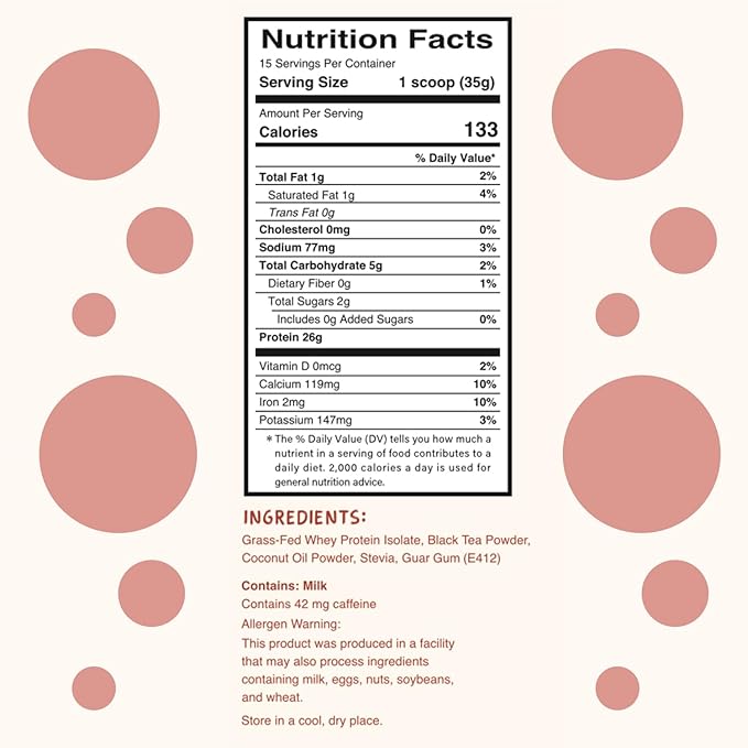 Classic Milk Tea Boba Protein Powder | Whey Protein Isolate | 26g Grass Fed Whey Protein Powder | No Added Sugar or Artificial Ingredients | Bubble Tea