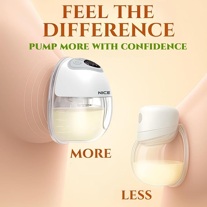 NICEGREEN Wearable Breast Pump S32, Hospital-Grade Hands-Free Electric Breastfeeding Pump, 9 Adjustable Suction Levels, Portable Wireless Double Breast Pump with Carrying Bag, 24mm, 2 Pack, Grey
