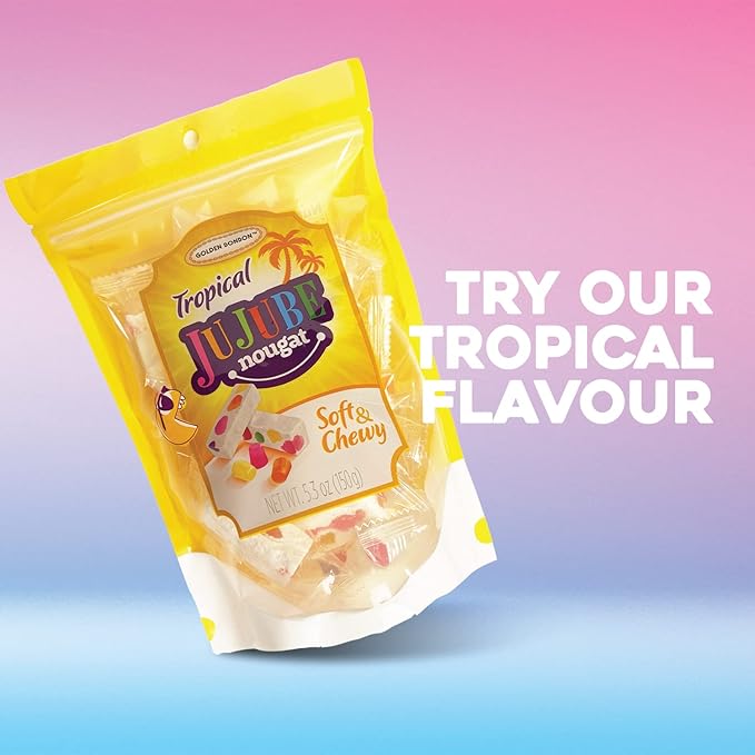 Golden Bonbon Italian Jujube Nougat Candy, Soft and Chewy With Fruity Jelly Beans Original Recipe (4.2 Oz, Original)