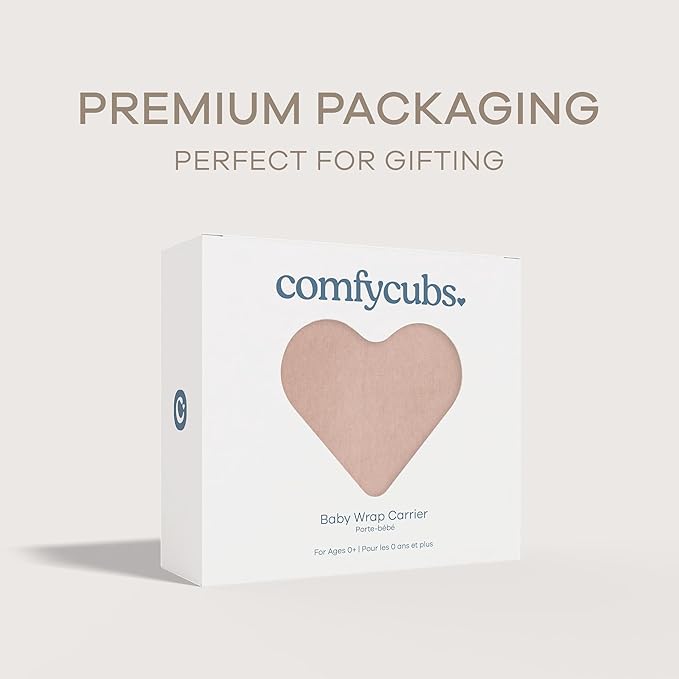 Comfy Cubs Baby Wrap Carrier - Soft & Secure Fit Cotton Blend Baby Carrier Newborn to Toddler - Hands-Free & Lightweight Infant Wrap - Adjustable, One Size Fits All Toddler Sling - Blush