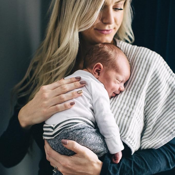 Little Unicorn Ultra-Absorbent Premium Burp Cloth | Soft on Baby's Skin | Larger Size | Ergonomic Design (Grey Stripe)