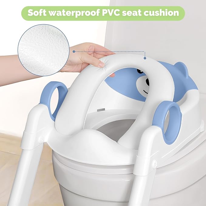 COOSEYA Toilet Seat, Potty Training Seat for Toddler, Upgraded 2-in-1 Potty Toilet Training for Boys and Girls,Waterproof Cushioned Mat with Non-slip Step Stool
