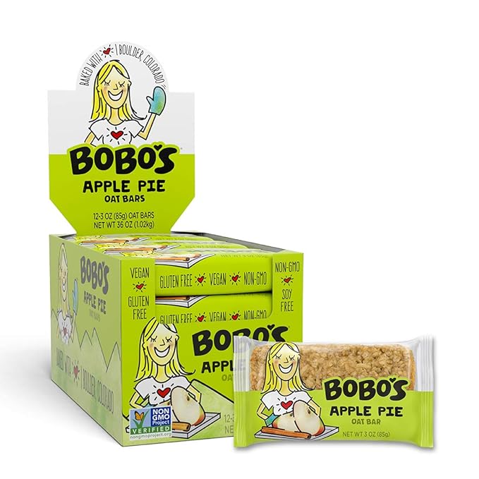 Bobo's Oat Bars, Apple Pie, 3 oz Bar (12 Pack), Gluten Free Whole Grain Snack and Breakfast Bar