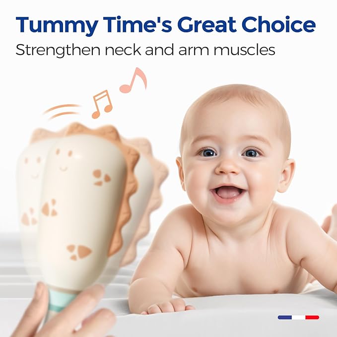 Evoceler Baby Toys, 2 Pac Dinosaur Rattles & Shaker Toys with Teether, Baby Maracas Sensory Toys for 0+M Babies, Soft Silicone BPA Free, Perfect Size for Grasp and Shake, Ideal Baby Boy Girl Toy Gift